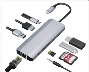 Docking station Gembird A-CM-COMBO9-03 USB-C - HDMI/USB C/CR/LAN/Audio