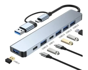 Adapter-konverter USB E-Green USB 3.0/USB 3.1 tip C(M)-USB 3.0+4 xUSB 2.0+2xtip C(7 u2)