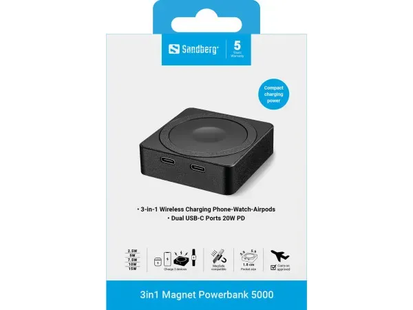 Powerbank Sandberg 3u1 Magnet 421-28 5000mAh Magsafe Slika 3