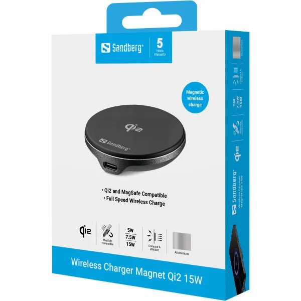 Bežični punjač Sandberg Maget 441-61 15W Qi2/MagSafe Slika 2
