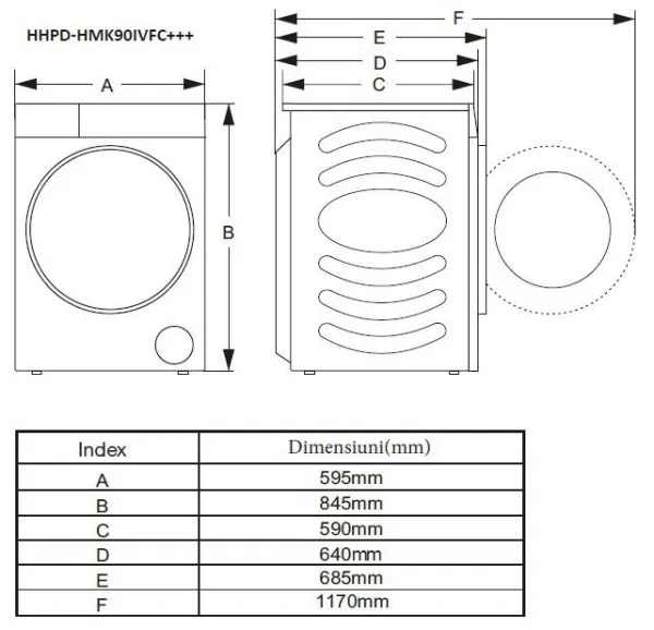 Mašina za sušenje veša HEINNER HHPD-HMK90IVFC+++9kg/15programa/toplotna pumpa Slika 3