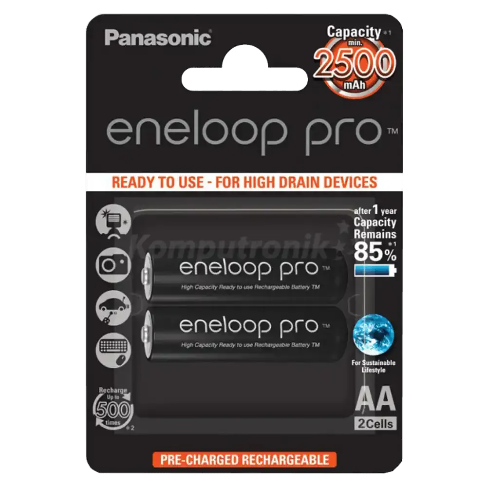 Punjiva baterija AA Panasonic eneloop pro BK-3HCDE/2BE/pak 2 kom Glavna slika